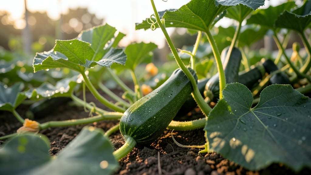 Zucchini Picking at Early Morning Dew