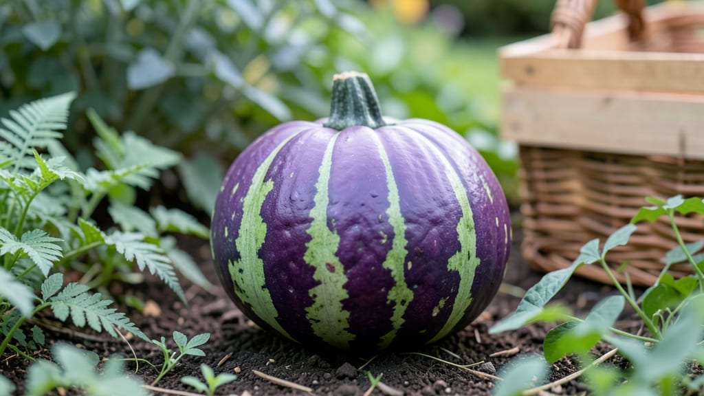Jarrahdale Squash with Purple and Green Stripes