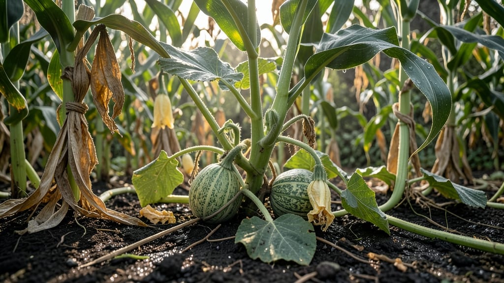 Corn in Squash Planting Area