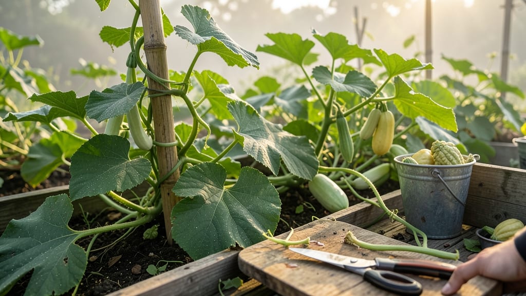 Squash Vine Pruning Before Harvest