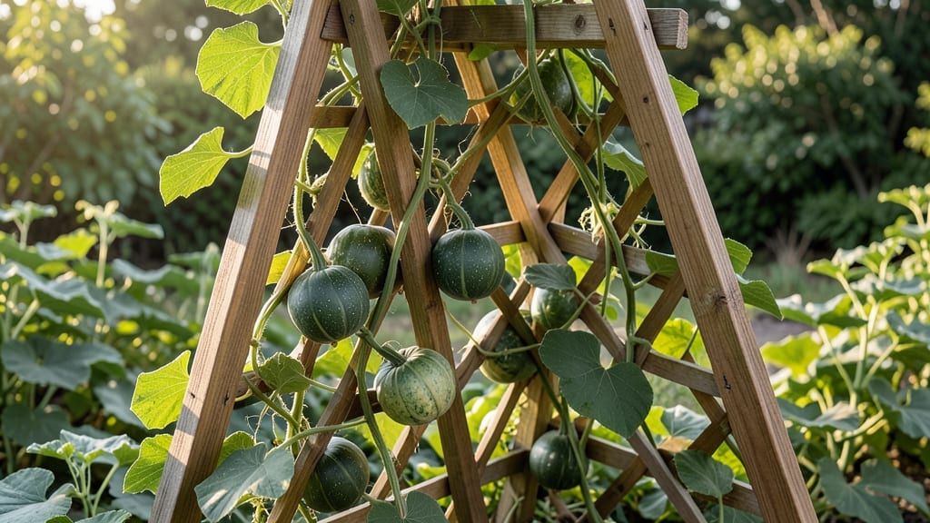 A-Frame Wooden Trellis for Heavy Squash