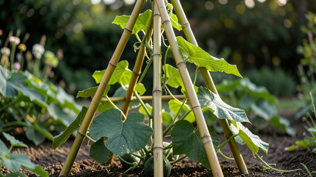Bamboo Teepee Trellis for Bushy Vines