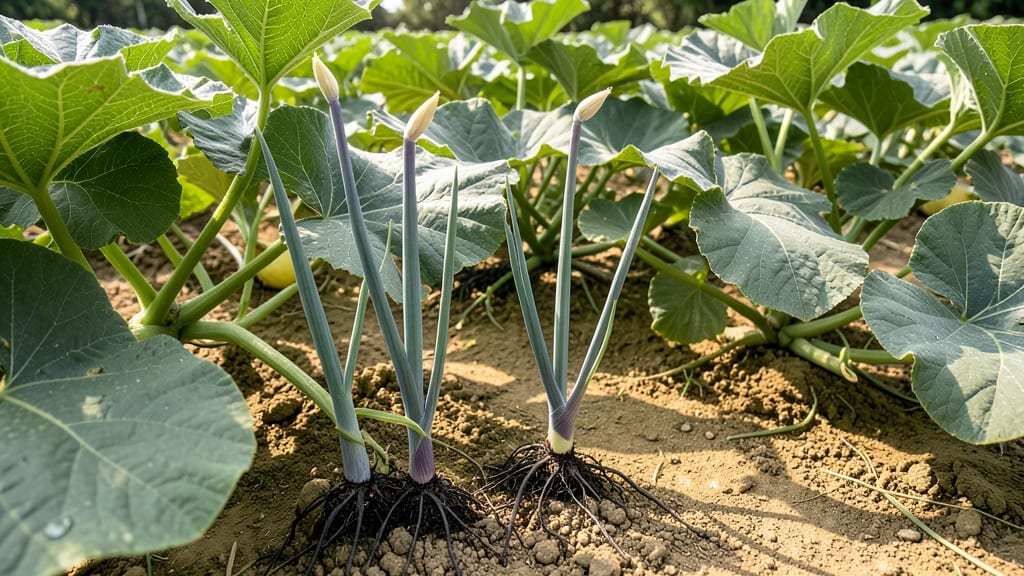 Egyptian Onions with Hubbard Squash