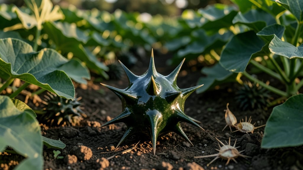 Caltrop Weed Among Squash